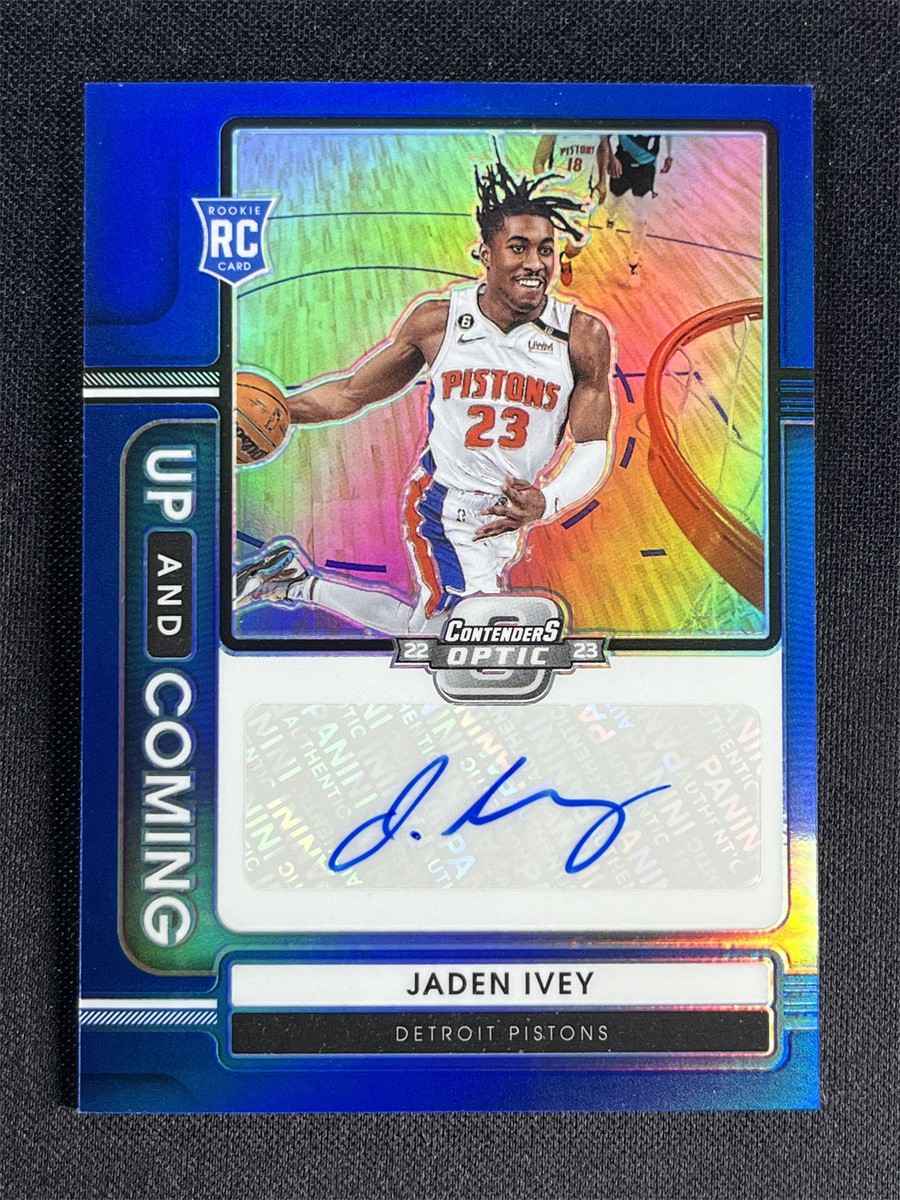 2022-23 Panini Contenders Optic Jaden Ivey Blue Up And Coming Auto RC Rookie /75