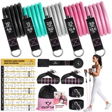Resistance Bands with Handles for Women 5 Level Exercise Bands Workout Bands ...
