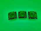 Set 3 Vintage Mid-Century  Emerald Green Glass Square Cigar Cigarette Ashtrays