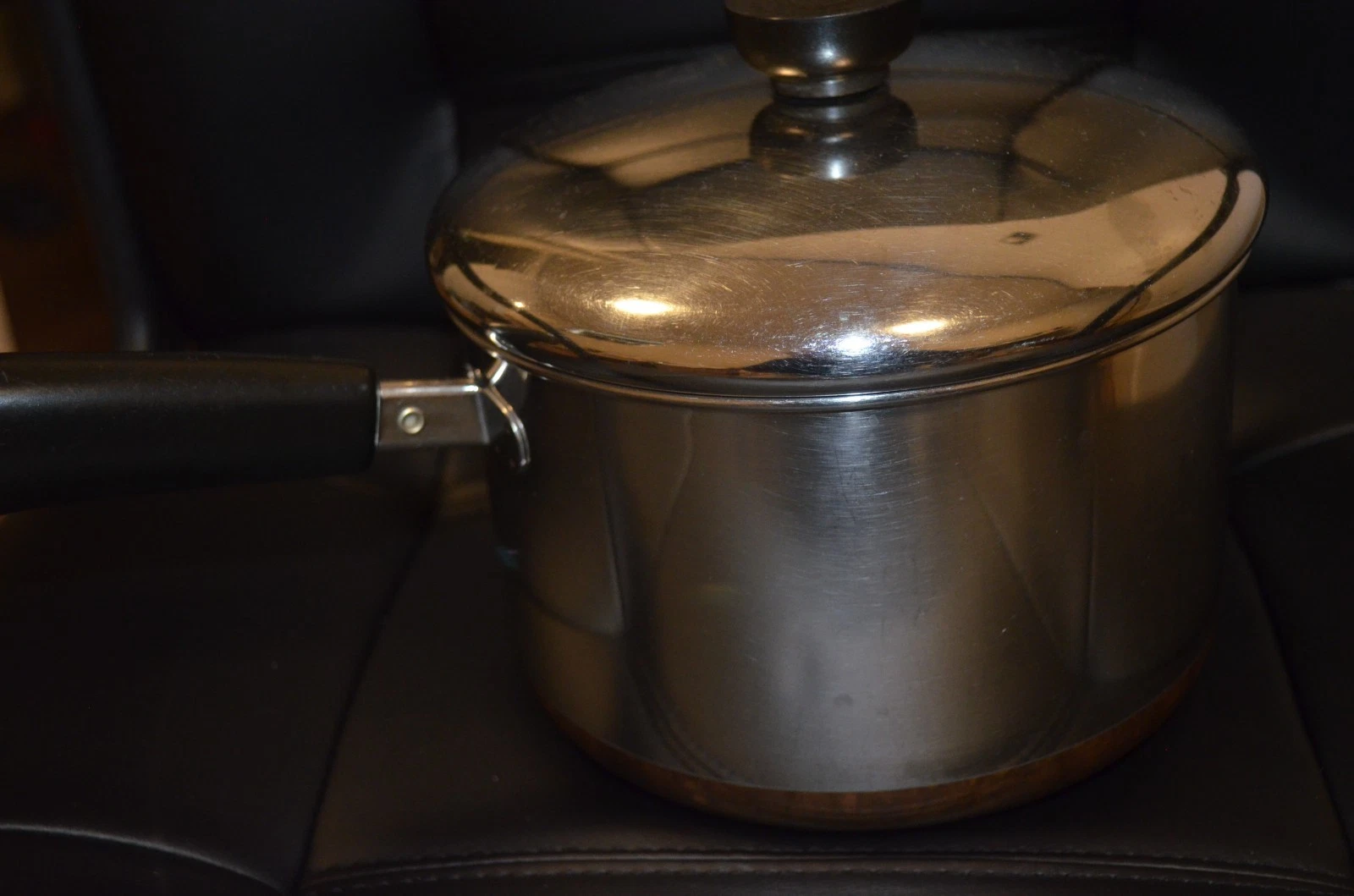 Vintage Revere Ware 1 qt Sauce Pan, Copper Bottom, Stainless Steel NOS