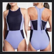 Athleta Women's Blue Cross Training One Piece Perforated Swimsuit Size S