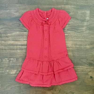 Janie and Jack Red Ruffle Hem Button Accents Dress Toddler Girl s Size 18-24 MOS