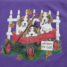 Vintage Grandma Sweater Puppy Dogs Wagon Country Theme Made In USA Medium M