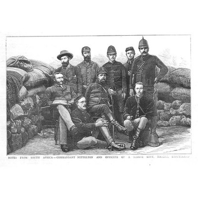 SÜDAFRIKA Kommandant Nettelton & Native Levy Officers - Antikdruck 1881
