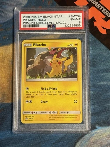 PIKACHU 2019 POKEMON SUN & MOON BLACK STAR PROMO #SM234 PSA 8