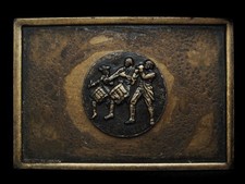 MF03128 VINTAGE 1970s SPIRIT OF '76 ARTWORK PATRIOTIC BRASSTONE BELT BUCKLE