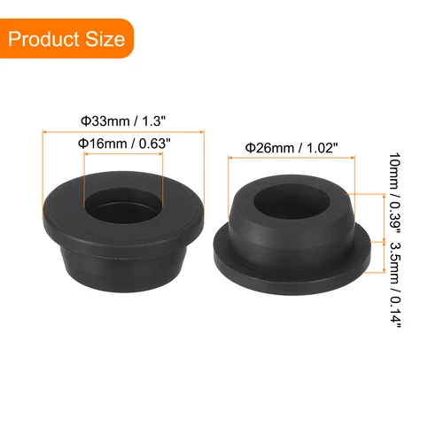 4Pcs 5/8" ID, 1" Drill Hole Rubber Grommets Fit 16mm Wire, Black - Picture 2 of 6