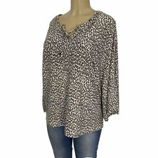 Chicos Animal Print Stretch Dolman Sleeve Shirt Womens Size 3, XL Casual Top EUC