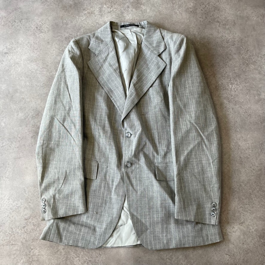 SAINT LAURENT YvesSaintLaurent Blazer Donna 36" Lana Rigato Vintage Giacca Francia Grigio