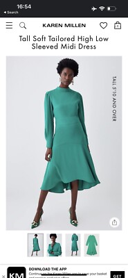 Karen Millen Soft Tailored High Low Sleeved Midi Dress Size 10