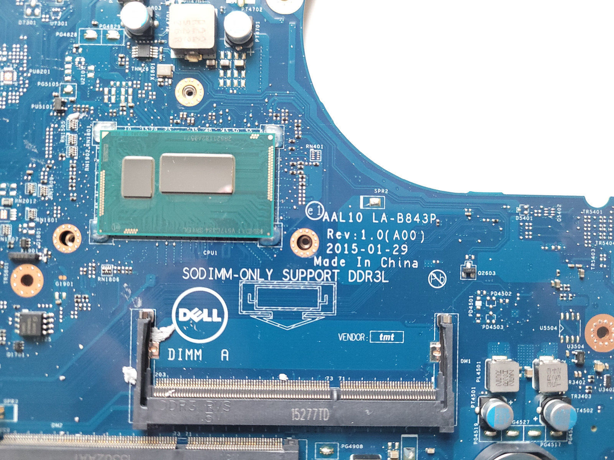 Dell Vostro 3558 Intel AAL10 LA-B843P Laptop Motherboard w/ CPU I3