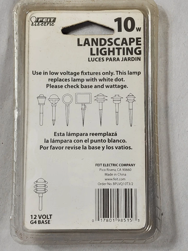 2 Feit Electric 10-Watt / 12-Volt Old Style G4 Bi-Pin Landscape Light Bulbs NEW - Image 3 of 4