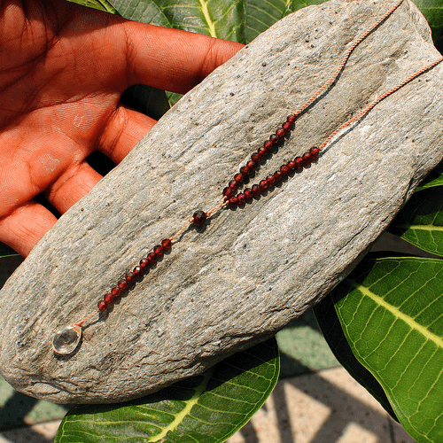 Handmade Natural Citrine & Garnet Micro Macrame Beaded Reiki Crystal Necklace - Picture 8 of 12