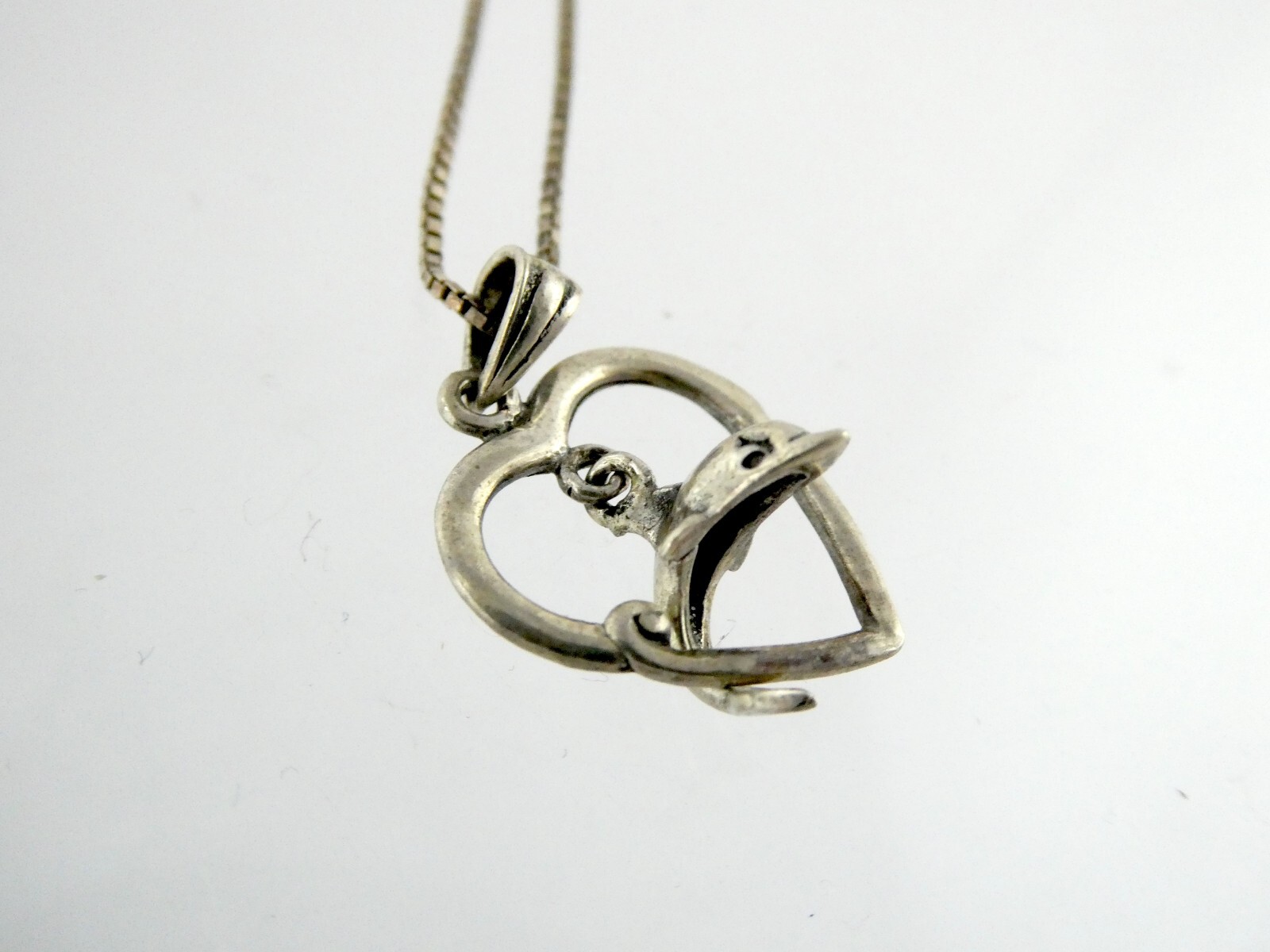 Sterling Silver Jumping Dolphin Through Heart Pen… - image 7