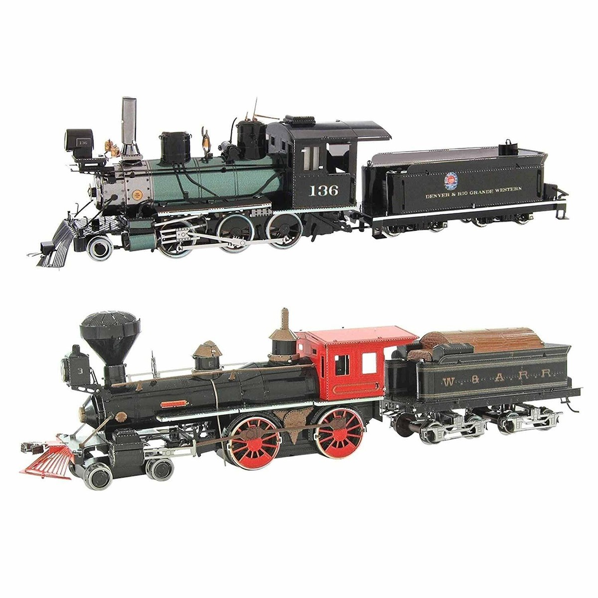 SET of 2 Metal Earth Wild West 2-6-0 Locomotive & 4-4-0 Locomotive