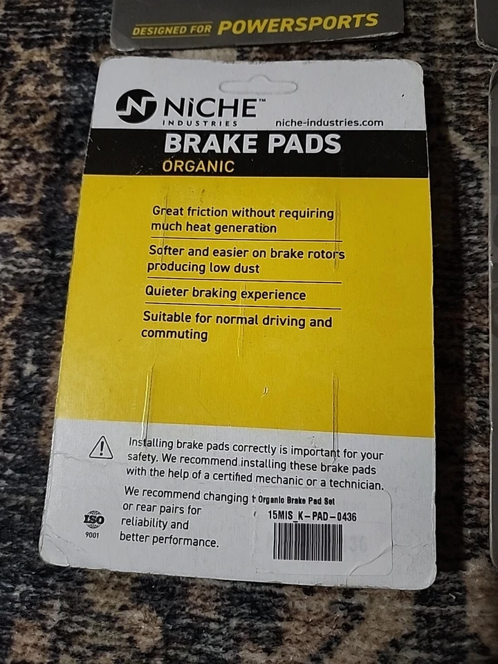 Niche Rear Organic Brake Pad Set K-PAD-0436 for Ski-Doo Skandic (x4) - Image 3 of 3