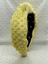 Lele Sadoughi Lemon Yellow Beaded Woven Knotted Headband