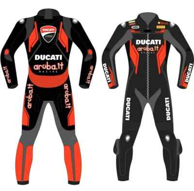 DUCATI Biker Lederkombi Leder Bikeranzug Motorrad Lederjacke Hose CE-Protektoren