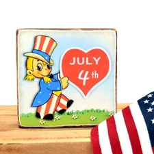 Uncle Sam 4th of July summer shelf sitter patriotic Americana wood sign   WB-143