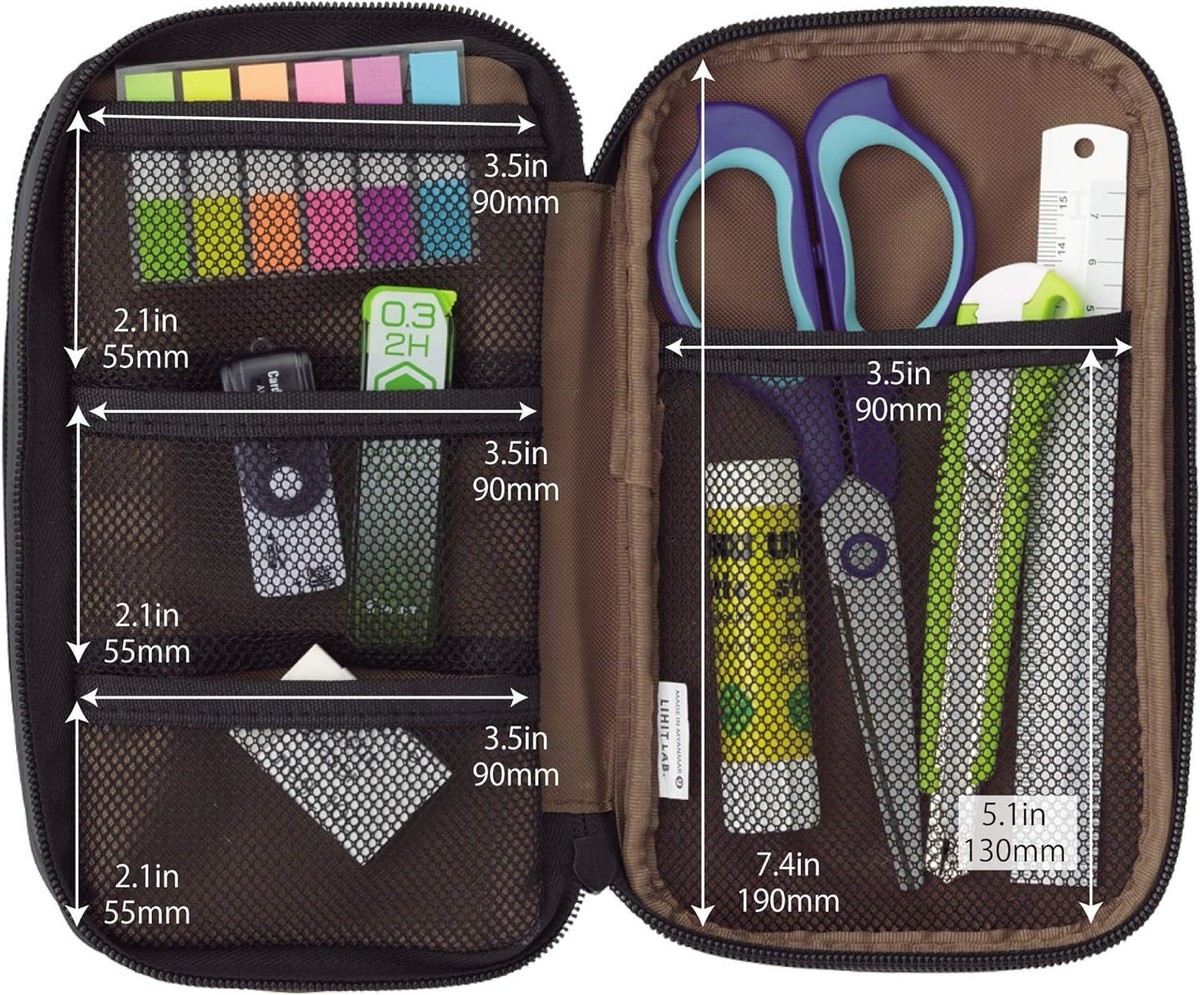 Lenz ブラックベスト リチウムパック付き Lihit Lab Pen Case Book Type Triple A7556-24 A7556 24 Black