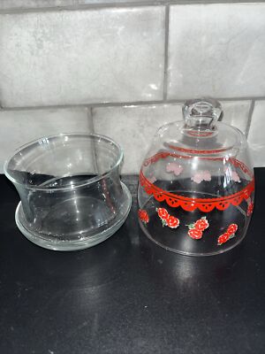 Vintage Gurallar Artcraft  Covered Dessert Glassware Strawberries