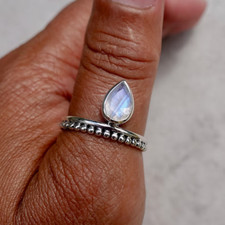 Facetted Moonstone Crown Ring, 925 Sterling Silver Ring, June Birthstone SB-144