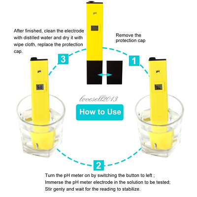 Digital Pocket PH Meter Water Tester Pen LCD Monitor Pool Aquarium Laboratory T