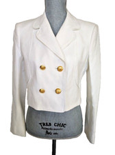 Moschino White Waffle Cotton Double Breasted Cropped Jacket, 10 Us/44, Nwt $2195