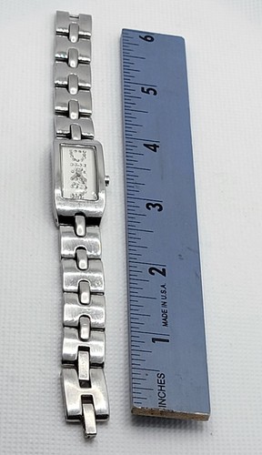 Ladies DKNY Stylish Rectangle Silver Tone White Dial Analog Watch NY4819 H3 - Picture 6 of 9