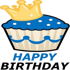 30 Custom Happy Birthday Blue Crown Cupcake Personalized Address Labels