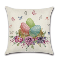 Kissenbezug Ostereier Nest Schmetterlinge Blumen Osterdeko Landhaus 45X45 Cm