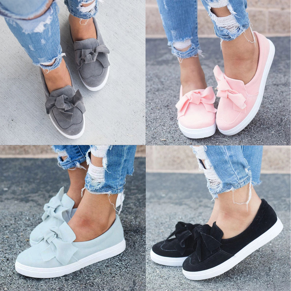 womens nubuck loafers bowknot