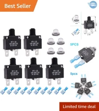 Compact 5A Circuit Breakers with Manual Reset & Waterproof Caps - 5 Pack Set