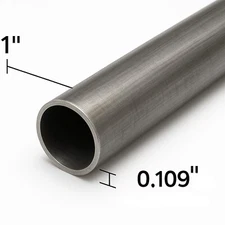12" Length 1" OD x 0.109" 316 L High-Pressure Stainless Steel Tubing 1100 PSI.