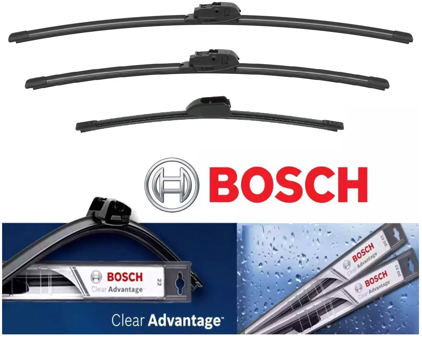 Set of 3 Bosch Wiper Blade Left  Right  Rear For 2018-2024  Alfa Romeo Stelvio