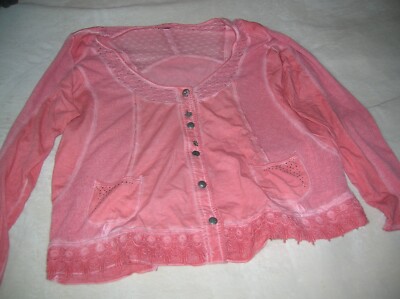 Tredy Blusenjacke helles orange Gr. 48 Spitze Lagenlook