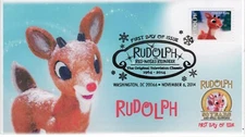 AO-4946-2, 2014, Rudolph, 50 Years, Add-on Cachet, Pictorial Postmark, First Day
