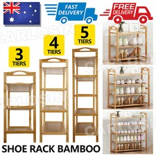 3/4/5/6 Tiers Layers Bamboo Shoe Rack Storage Organizer Wooden Stand Shelves