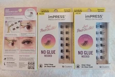 Lot of 3 imPRESS Press On Falsies Eyelashes-Wispy-12 Clusters Each pack