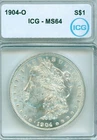 ICG MS64 near GEM untoned 1904-O Morgan silver dollar