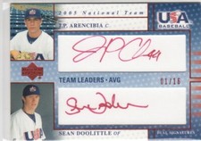 2005 JP Arencibia Doolittle UD Upper Deck USA DUAL ROOKIE AUTO /16 - Blue Jays