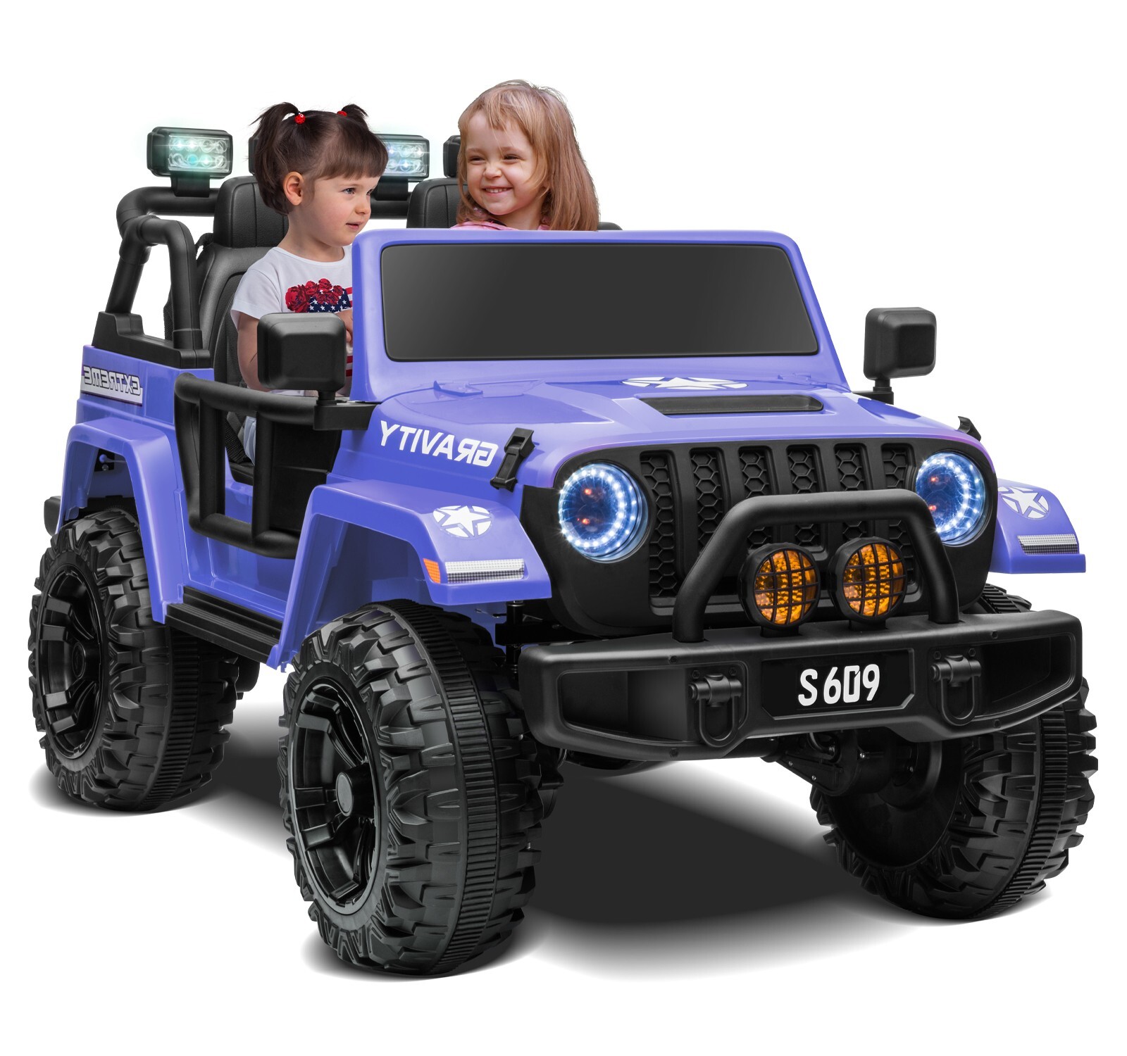 ZEOPHOL Ride On Truck Jeep 12V Electric Kids Toys Car 2 Seat 3 Speed Remote Blue