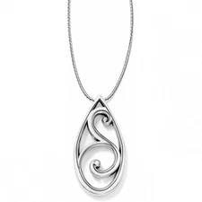 NWT Brighton ECHOES Long Convertible Silver Teardrop Necklace  MSRP $72