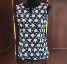 Talbots Petites Size PS Cotton Blend Shell Dancing Dots Tailored