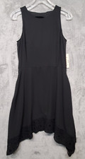 Nanette Lepore Dress Womens 6 Black Sleeveless Crochet Shark Bite Hem Swing LBD