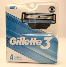 Gillette 3 Four Cartridges Torn Packaging