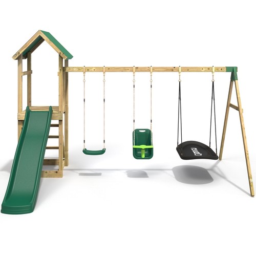 Rebo Adventure Playset Wooden Climbing Frame Swing Set and Slide Snowdon - Picture 3 of 8