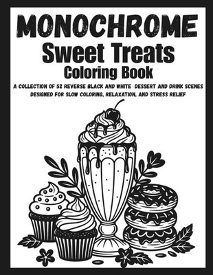 Monochrome Coloring Book Sweet Treats: A Collection of 52 Reverse Black and Whit