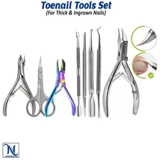 Toenail Set For Thick & Ingrown Nails, Black File Podiatrist Lifter & Clippers 