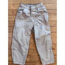 Zara Kids Light Grey Contrast Stitch Cotton Denim Pants Size 6 Elastic Waist